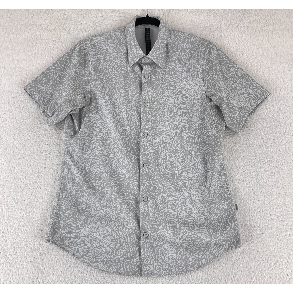 Lululemon Button-Up Shirt Mens Small Gray Airing Easy Short Sleeve Casual Classy